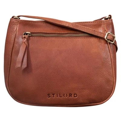 Image of STILORD &#039;Samira&#039; Handbag Women Leather Small Vintage Ladies Tote Bag Satchel Crossbody Saddle in Genuine Leather, Colour:Texas Brown