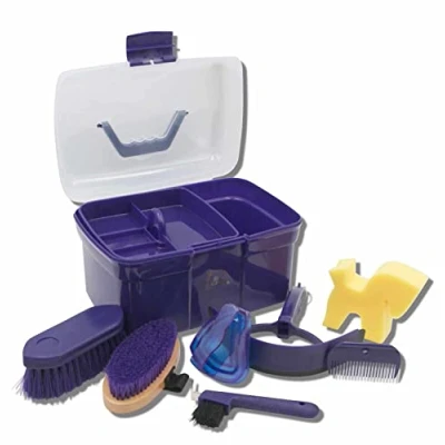 Image of AMKA Horse Grooming Box Filled for Children 7 Pieces Purple