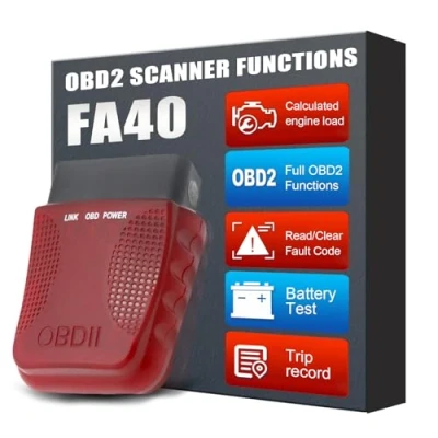 Image of Wireless OBD2 Scanner Car Diagnostic Scan Tool, OBDII Adapter Used for Vehicle Error Test Motor Indicator Light Bluetooth Reader and Application iPhone iOS Android (Charm Red)