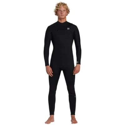 Image of BILLABONG Mens Foil 5/4mm Chest Zip Wetsuit Black Long Sleeve Neoprene Foam Type: Lite Foam, partially recycled