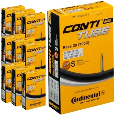 Image of Continental Race 28 Road Bike Inner Tubes Presta 42mm (Pack of 10),Black,700 x 20 25c