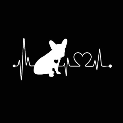 Image of Porfeet Car Sticker, French Bulldog Heartbeat Bumper Window Sticker Reflective Decorative Decal White