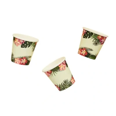 Image of PARTYRAMA.CO.UK Tropical Leaves Hawaiian Paper Shot Cups 50ml Pack of 8