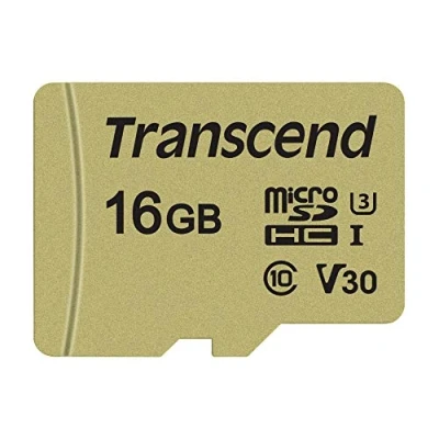 Image of Transcend 16GB microSDHC 500S Memory Card UHS I, C10, U3, V30, 4K, Full HD, Up to 95/80 MB/s (ideal for action cameras and drone cameras) TS16GUSD500S