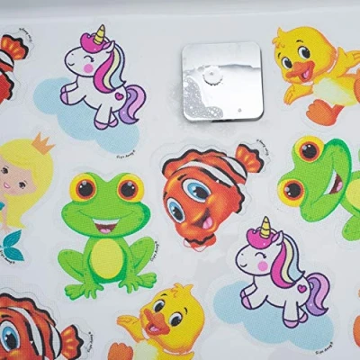 Image of Kids Non Slip Baby Bath Mat Stickers Modern fun Stylish Alternative to Rubber Suction Strong Textured Stick on Anti Skid safety Treads for Family Toddler Child (VALUE PACK)