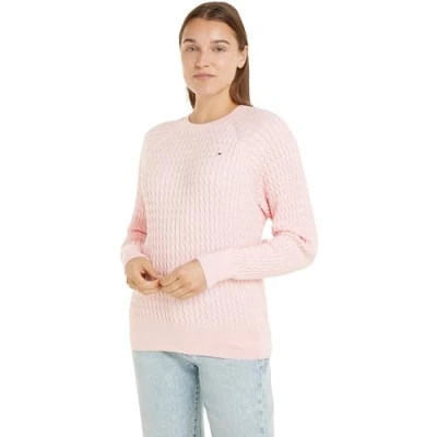 Image of Tommy Hilfiger Cable Jumper, Women&#039;s, Size: XS, Delicate pink