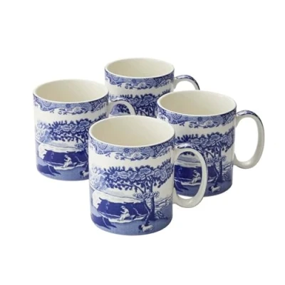 Image of Spode Blue Italian Mug, Set of 4 (Blue, White,4 Count (Pack 1))