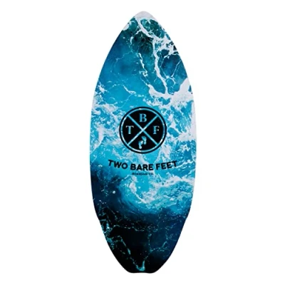 Image of Two Bare Feet 41&quot; Skimboard Suitable for Beginners, 7 Ply wooden construction with nose pre curve, Pin tail, Adults and Kids (Tidal)