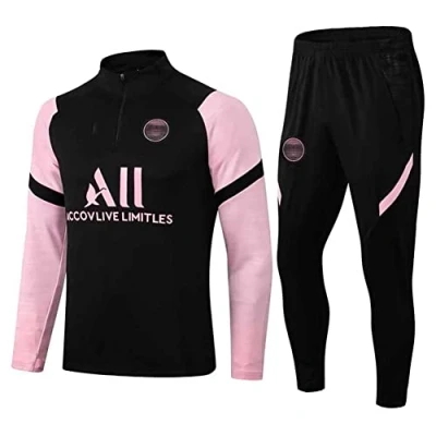 Image of JIEAGY Paris Jersey Tracksuit Training Long Sleeve Jacket Spring and Autumn Suit Soccer Uniform Custom PSG Men Women(XXL XXLarge,Black Pink)