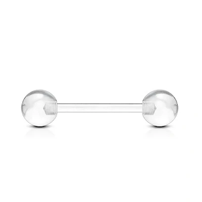 Image of The Goldmine UK Bio Flex Flexible Non Metal Barbell 14GA (1.6mm) 5/8&quot;(16mm) Bar with Clear Colour Acrylic 6mm Balls free delivery