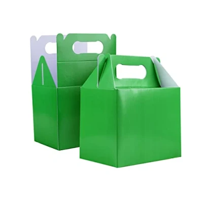 Image of SHATCHI 20Pcs Green Colour Cardboard Lunch Takeaway Birthday Wedding Carry Meal Food Cake Party Box Childrens Loot Bags
