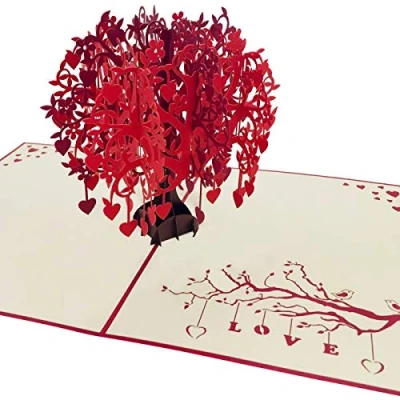 Image of Love Tree Card by DEVINE Popup Cards Happy Wedding Anniversary for Wife Husband Valentines Day 3D Birthday Mum Kids Pop Up Women Gifts