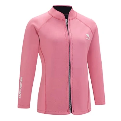 Image of Wetsuits Jacket for Men Women, 2mm Neoprene Front Zipper Long Sleeve Surf Swimming Diving Suits Wet Suit Tops (3XL, Women pink)