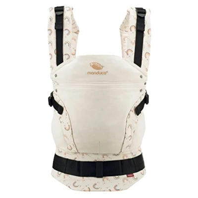 Image of manduca First Baby Carrier, Adjustable &amp; Versatile and Toddler Carrier (3.5 up to 20 kg), Front, Hip Back Carrying Sling, Made of Organic Cotton, Rainbow Day (Limited Edition)