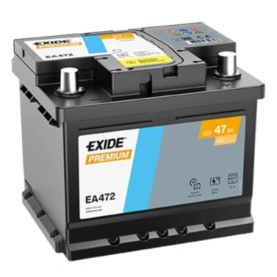 Image of 13502901, 95507660 Starter battery EXIDE PREMIUM EA472 12V 47Ah 450A B13 Lead acid FORD: FIESTA 6, FOCUS Mk1 Hatchback, 3