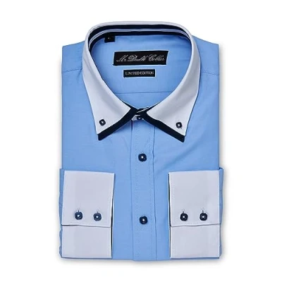 Image of MrDoubleCollar Italian Design Mens Double Collar Shirts Multiple Colours Available (Blue, Extra Large)