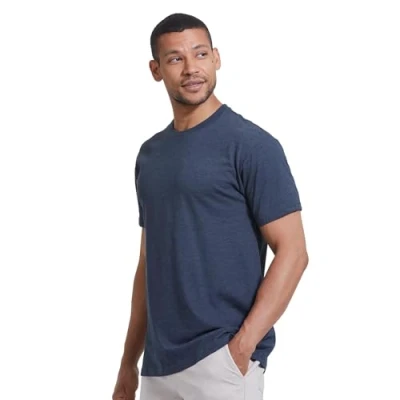 Image of True Classic Mens T Shirts Short Sleeve Crew Neck Plain Shirt for Men, Pack of 1, Heather Navy, 3XL