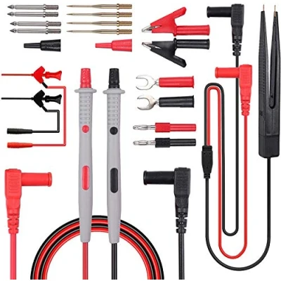 Image of DollaTek Multi measuring line kit 21 in 1 electrical multimeter with alligator clips test probe banana plug cable for voltage testers