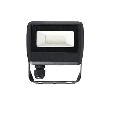 Image of MiniSun 10w LED Slimline IP65 Black Outdoor Garden Flood Wall Light with Samsung Technology [6500K Cool White]