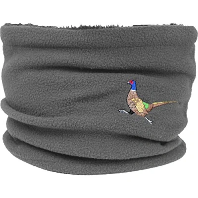Image of TeddyTs Women&#039;s Embroidered Pheasant Fleece Snood Scarf (Slate Grey)
