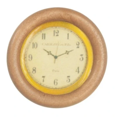 Image of Melody Jane Dolls House Round Light Oak Wooden Wall Clock Miniature 1:12 Accessory