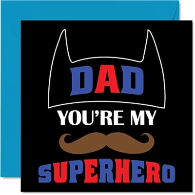 Image of Superhero Birthday Cards for Dad Super Hero Happy Card from Son Daughter, Father Gifts, 145mm x Father&#039;s Day Greeting Gift Daddy Papa
