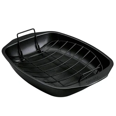 Image of Circulon Ultimum Roasting Tin with Rack Trays for Oven Non Stick, Freezer and Dishwasher Safe Carbon Steel Bakeware, Black, 39.4 x 30.7 6.5cm