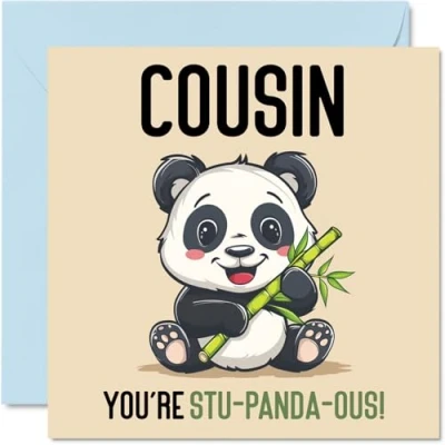 Image of Birthday Cards for Cousin Stu Panda ous Funny Happy Card from Family Relative, Gifts, 145mm x Joke Greeting Women Men