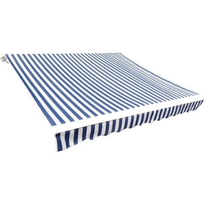 Image of vidaXL Awning Top Sunshade Canvas Blue &amp; White 4 x 3 m