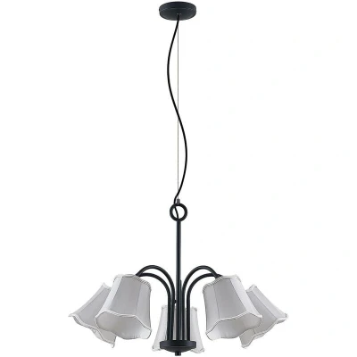 Image of Lucande Binta hanging lamp, five bulb, silver grey