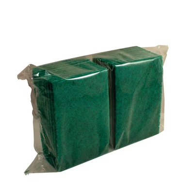 Image of Ramon Hygiene Standard Grade Flat Pan Scourers, Half Size 15 x 10 cm, Green, Pack of 20