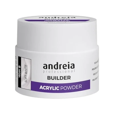 Image of Andreia Professional Acrylic Builder Powder for Nail Extensions Self Levelling, Durable, Long Lasting Salon Quality White 35g