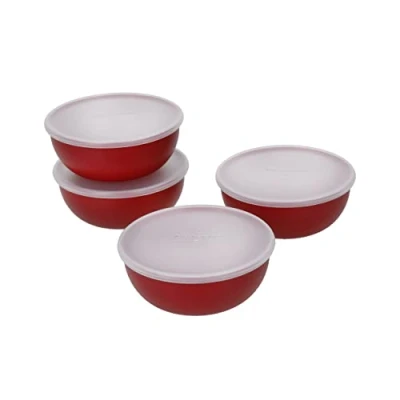 Image of KitchenAid Set of 4 Pinch Bowls &amp; Lids Empire Red
