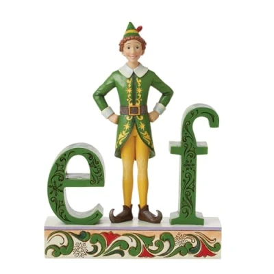 Image of Elf by Jim Shore The Name Is Buddy, (Buddy Standing In Word Elf) Figurine