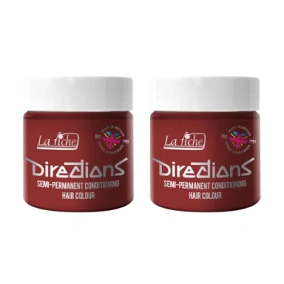 Image of 2x La Riche Directions Semi Permanent Hair Color 100ml Tub Vermillion Red