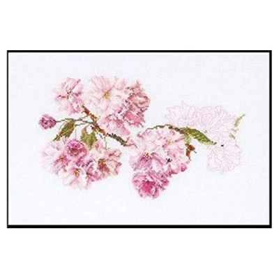Image of Thea Gouverneur Counted Cross Stitch Kit Prunus Aida 18 Count Embroidery for Adults DMC Threads and Other Supplies Included 512A