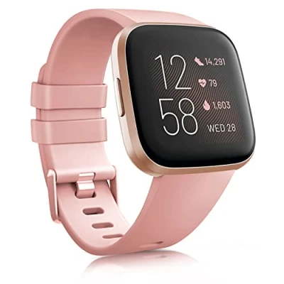 Image of Zoye Silicone Straps Compatible with Fitbit Versa 2 Strap/ Strap/Versa Lite SE Strap, Classic Soft Replacement Sport Wristbands Accessories for Women Men (Z Pink, L 7.1 8.7 inch)