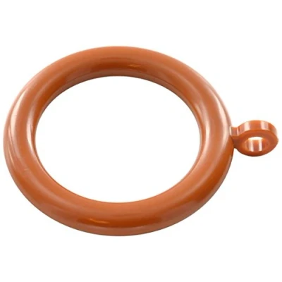 Image of Merriway BH05951 (24 Pcs) Plastic Curtain Drapery Pole Rod Rings with Fixed Eye, Inner Diameter 28mm (1.1/4 inch) Outer 40mm (1.1/2 Medium Brown Pack of 25 Pieces