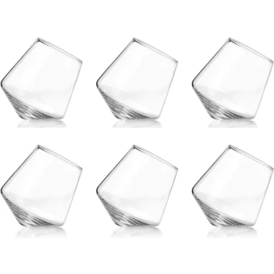 Image of Lucenté 6PC Whiskey Cognac Spirits Rocking Unspillable Home Bar Glass 230ml Capacity