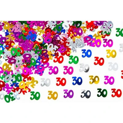 Image of 56g Multicolour 30th Birthday Confetti Foil Metallic Glitz Table Scatter Sprinkles Age Bday Party Decorations