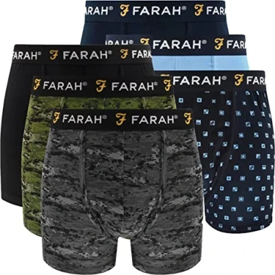 Image of Farah Mens Assorted 6 Pack Boxer Shorts (Colours Randomly Picked) (XL)