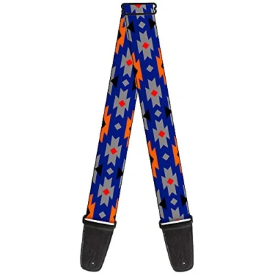 Image of Buckle Down Guitar Strap Navajo Gray/Blue/Orange/Black 2&quot; Wide 29 54&quot; Length
