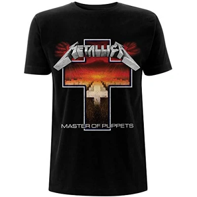 Image of Metallica Men&#039;s Master of Puppets Cross BL_TS:1XL T Shirt, Black (Black Black), X (Size:X Large)
