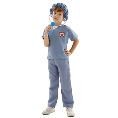 Image of Forever Young Kids Children&#039;s ER Scrubs Doctor Fancy Dress Costume (5 7 years)