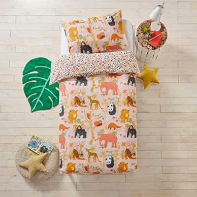 Image of little furn. Endangered Duvet Cover and Pillowcase Set, Multi, Toddler Multicolour