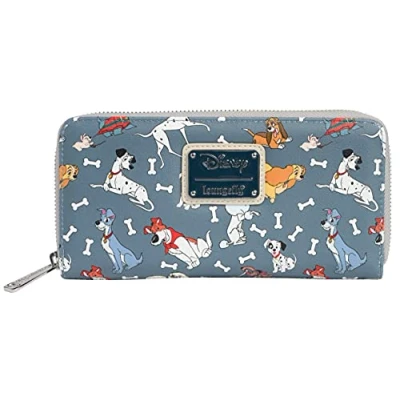 Image of Loungefly Disney Dogs Wallet Zip Around Clutch Faux Leather, Grey, One Size, Zippered