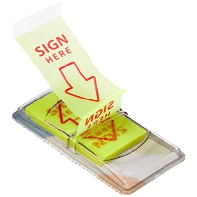 Image of Stick N 25mm Sign Here Pop Up Flag Yellow