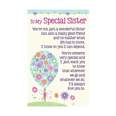 Image of Heartwarmers To My Special Sister Keepsake Card &amp; Envelope 3.5&quot; x 2&quot; Code K112E
