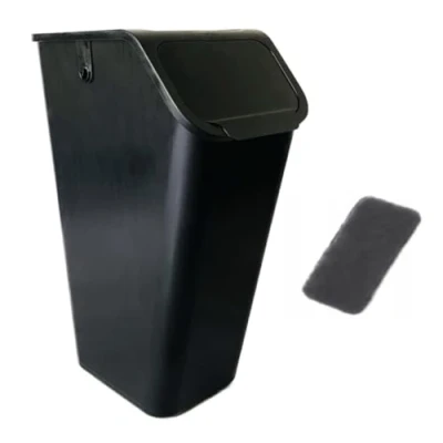 Image of Go practic Kitchen Bin With Lid Click System 35 l Trash Basket For Recycling Waste Sorting Bini Black