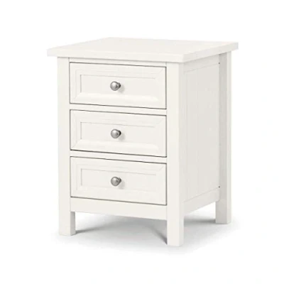 Image of Julian Bowen Maine 3 Drawer Bedside, Surf White, Height: 61, Width: 48, Depth: 44cm